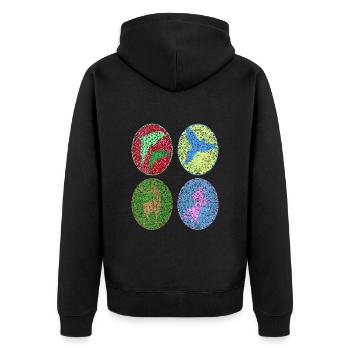 Dolphin, Parrot, Unicorn, Deer, Shadow Figure - Unisex Premium Organic Zip Hoodie - black - Back - Nico (187cm)
