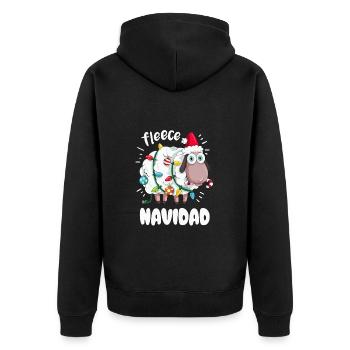 Funny Sheep Wishes Feliz Navidad Pun - Unisex Premium Organic Zip Hoodie - black - Back - Nico (187cm)