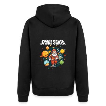 Space Santa Weihnachtsmann Weltall Planeten lustig - Unisex Premium Bio Zip Hoodie - Schwarz - Hinten - Nico (187cm)
