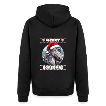 Hübsches Pferd wünscht Frohe Weihnachten Mädchen - Unisex Premium Bio Zip Hoodie - Schwarz - Hinten - Nico (187cm)