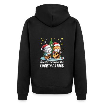 Les chats fêtent Noël avec des guitares et du rock’n’roll - Veste à capuche bio Premium Unisexe - noir - Dos - Nico (187cm)