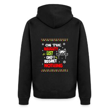 Freche Katze Weihnachten lustig Weihnachtsoutfit - Unisex Premium Bio Zip Hoodie - Schwarz - Hinten - Nico (187cm)