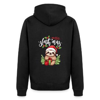 Cute Sloth Wishes Merry Christmas - Unisex Premium Organic Zip Hoodie - black - Back - Nico (187cm)