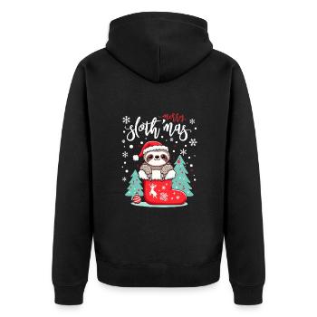 Cute Sloth in Santa Boots Christmas Kids - Unisex Premium Organic Zip Hoodie - black - Back - Nico (187cm)