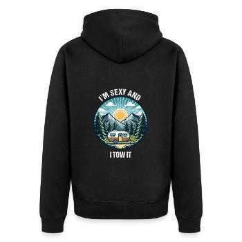 Caravan Motorhome Caravan Camper Fun Holiday - Unisex Premium Organic Zip Hoodie - black - Back - Nico (187cm)