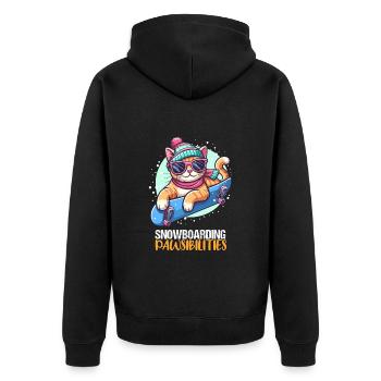 Katze fährt Snowboard Cool Apparel Snowboarding - Unisex Premium Bio Zip Hoodie - Schwarz - Hinten - Nico (187cm)