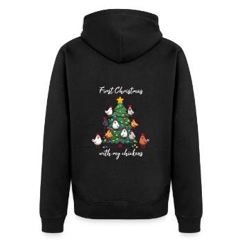 Noël avec des poules poulailler propriétaire de poulailler - Veste à capuche bio Premium Unisexe - noir - Dos - Nico (187cm)