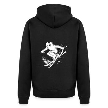 Saut à ski, Ski, Piste, Ski, Vacances, plaisir - Veste à capuche bio Premium Unisexe - noir - Dos - Nico (187cm)