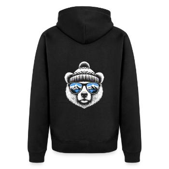 L’ours polaire avec un bonnet tricoté aime le ski et le snowboard - Veste à capuche bio Premium Unisexe - noir - Dos - Nico (187cm)