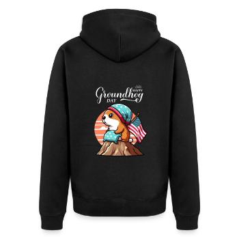 Jour de la marmotte USA drôle printemps chapeau - Veste à capuche bio Premium Unisexe - noir - Dos - Nico (187cm)