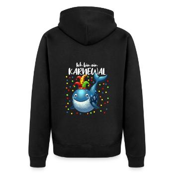 Karneval Wal lustig Konfetti Alaaf Rosenmontag - Unisex Premium Bio Zip Hoodie - Schwarz - Hinten - Nico (187cm)