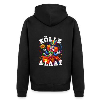 Lustiger Clown feiert Karneval in Köln Alaaf Blume - Unisex Premium Bio Zip Hoodie - Schwarz - Hinten - Nico (187cm)