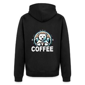 Eisbär Kaffee Kaffeetrinker Büro Cafébesitzer Café - Unisex Premium Bio Zip Hoodie - Schwarz - Hinten - Nico (187cm)