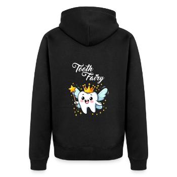 Tooth Fairy England America Milk Teeth Nursery - Unisex Premium Organic Zip Hoodie - black - Back - Nico (187cm)