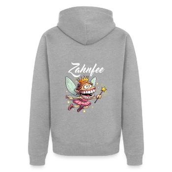 Zahnfee Karneval Kostüm lustig Verkleidung Alaaf - Unisex Premium Bio Zip Hoodie - Grau meliert - Hinten - Nico (187cm)