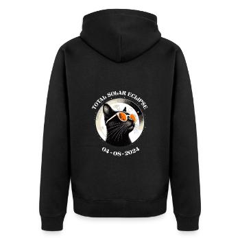 Sonnenfinsterins April 2024 Katze Amerika lustig - Unisex Premium Bio Zip Hoodie - Schwarz - Hinten - Nico (187cm)