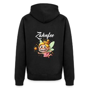 Lustige Zahnfee Karneval Kostüm Zauberstab Sterne - Unisex Premium Bio Zip Hoodie - Schwarz - Hinten - Nico (187cm)