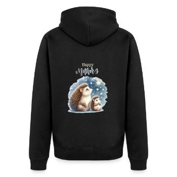 Muttertag Mama Igel Kind Mutter Geschenk Familie - Unisex Premium Bio Zip Hoodie - Schwarz - Hinten - Nico (187cm)
