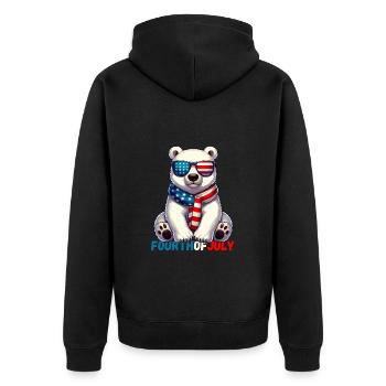 Independence Day, USA, America, Polar Bear, American - Unisex Premium Organic Zip Hoodie - black - Back - Nico (187cm)
