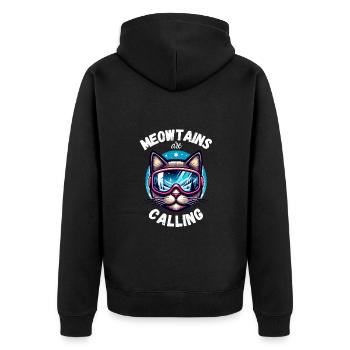 Katze Snowboard Ski laufen Winter Berge Skiurlaub - Unisex Premium Bio Zip Hoodie - Schwarz - Hinten - Nico (187cm)