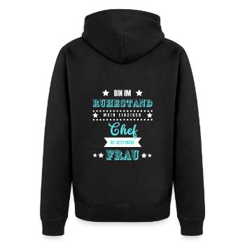 Ruhestand Rentner Pensionär lustig Ehefrau Chef - Unisex Premium Bio Zip Hoodie - Schwarz - Hinten - Nico (187cm)