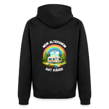 Rente Ruhestand Camping Caravan Regenbogen Rentner - Unisex Premium Bio Zip Hoodie - Schwarz - Hinten - Nico (187cm)