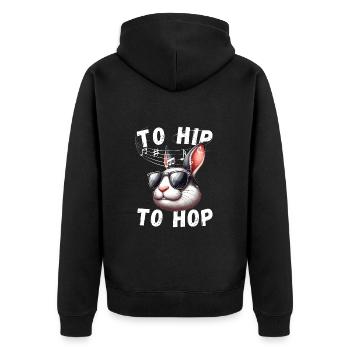 Osterhase Cool Hase Hip Hop Sonnenbrille Musik Fun - Unisex Premium Bio Zip Hoodie - Schwarz - Hinten - Nico (187cm)