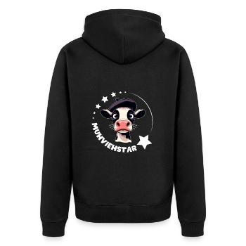 MUHVIEHSTAR Kuh Kühe lustig Wortspiel Kino Filmfan - Unisex Premium Bio Zip Hoodie - Schwarz - Hinten - Nico (187cm)