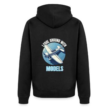Modélisme, Maquette, Avion, Aérodrome, Vol, Drôle - Veste à capuche bio Premium Unisexe - noir - Dos - Nico (187cm)
