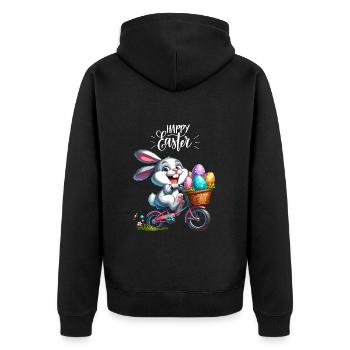 Lapin de Pâques Vélo Oeufs De Pâques Enfants Drôle - Veste à capuche bio Premium Unisexe - noir - Dos - Nico (187cm)