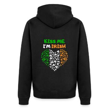 Fête de la Saint-Patrick Irlande coeur drapeau irlandais baiser - Veste à capuche bio Premium Unisexe - noir - Dos - Nico (187cm)