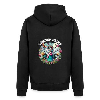 Garten Gartenfee Gärtnerin Gießkanne Blumen Sonne - Unisex Premium Bio Zip Hoodie - Schwarz - Hinten - Nico (187cm)