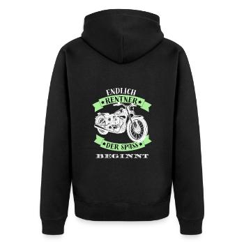 Retirement Retiree Motorcycle Retirement Biker Fun Funny - Unisex Premium Organic Zip Hoodie - black - Back - Nico (187cm)
