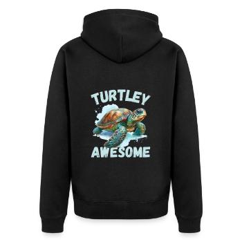 Turtle Reptile Earth Day Watercolor Nature Prehistoric - Unisex Premium Organic Zip Hoodie - black - Back - Nico (187cm)