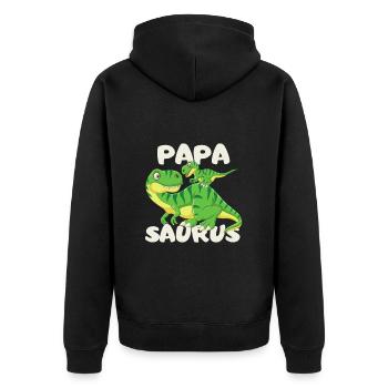 Papa Saurus Dinosaure Fête des Pères Enfants Drôle - Veste à capuche bio Premium Unisexe - noir - Dos - Nico (187cm)