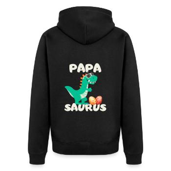 Vatertag Papa Saurus Dinosaurier Familie lustig - Unisex Premium Bio Zip Hoodie - Schwarz - Hinten - Nico (187cm)