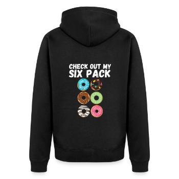 Donut Six Pack Yummy Baker Baking Sports Funny - Unisex Premium Organic Zip Hoodie - black - Back - Nico (187cm)