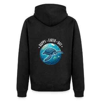 Joyeux Jour de la Terre tortue d'eau monde globe océan - Veste à capuche bio Premium Unisexe - noir - Dos - Nico (187cm)