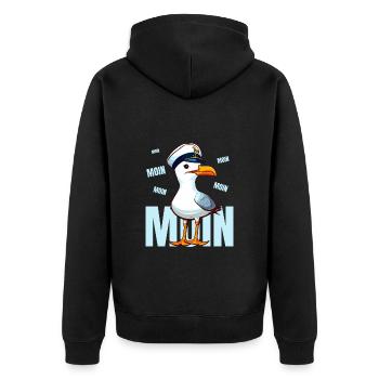 Hamburg Moin Möwe Matrose See Lustig Norden Hafen - Unisex Premium Bio Zip Hoodie - Schwarz - Hinten - Nico (187cm)