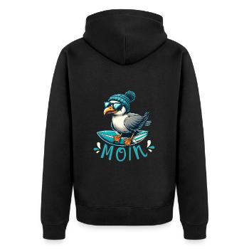 Hamburg Möwe Moin Norden Dialekt Hamburger lustig - Unisex Premium Bio Zip Hoodie - Schwarz - Hinten - Nico (187cm)