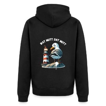 Hamburg Dialekt Möwe Lustig Leuchtturm Norden Fun - Unisex Premium Bio Zip Hoodie - Schwarz - Hinten - Nico (187cm)