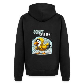 Hamburg Möwe Schietwetter Dialekt Hamburger Lustig - Unisex Premium Bio Zip Hoodie - Schwarz - Hinten - Nico (187cm)