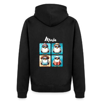 Hamburg Moin Möwe Küste Norden Nordsee Lustig - Unisex Premium Bio Zip Hoodie - Schwarz - Hinten - Nico (187cm)