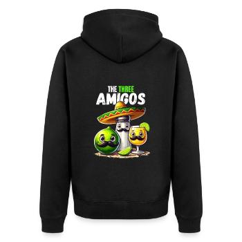 Three Amigos Tequila Lime Salt Mexico Funny - Unisex Premium Organic Zip Hoodie - black - Back - Nico (187cm)