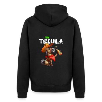 Team Tequila Party Alkohol Pferd Cowboy Lustig - Unisex Premium Bio Zip Hoodie - Schwarz - Hinten - Nico (187cm)
