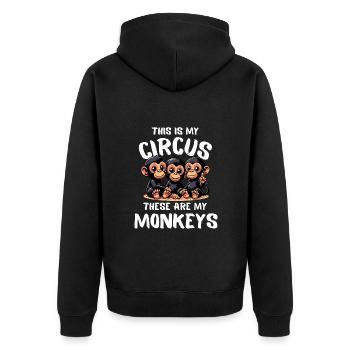 Mother's Day Monkey Chimp Mom Dad Family Funny - Unisex Premium Organic Zip Hoodie - black - Back - Nico (187cm)