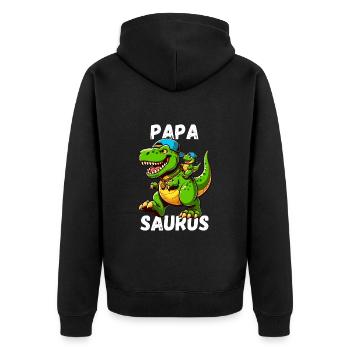 Papa Saurus Dinosaure Fête des Pères Baseball Drôle - Veste à capuche bio Premium Unisexe - noir - Dos - Nico (187cm)