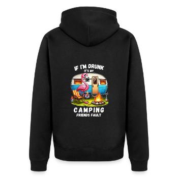 Camping Flamingo Freunde Party Campingplatz Lustig - Unisex Premium Bio Zip Hoodie - Schwarz - Hinten - Nico (187cm)