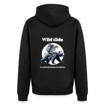 Camping Wilderness Bear Skeleton Hiking Nature Funny - Unisex Premium Organic Zip Hoodie - black - Back - Nico (187cm)