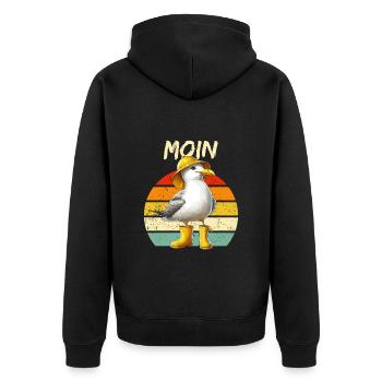Hamburg Moin Möwe Nordsee Nordseeküste Lustig Cool - Unisex Premium Bio Zip Hoodie - Schwarz - Hinten - Nico (187cm)